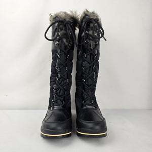 ALDO Black Waterproof Faux Fur Tall Lace-Up Winter Boots Women’s Size 8