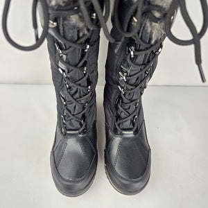 ALDO Black Waterproof Faux Fur Tall Lace-Up Winter Boots Women’s Size 8