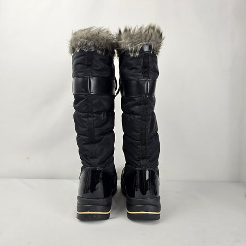 ALDO Black Waterproof Faux Fur Tall Lace-Up Winter Boots Women’s Size 8