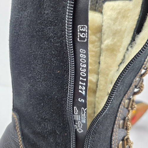 Remonte Black Leather Suede Lace-Up Winter Boots Women’s Size 8