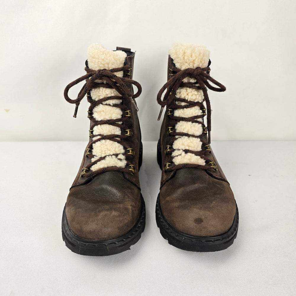 SOREL Lennox Lace Cozy Brown Waterproof Leather Boots Size 10