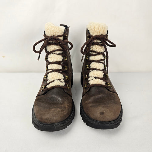 SOREL Lennox Lace Cozy Brown Waterproof Leather Boots Size 10