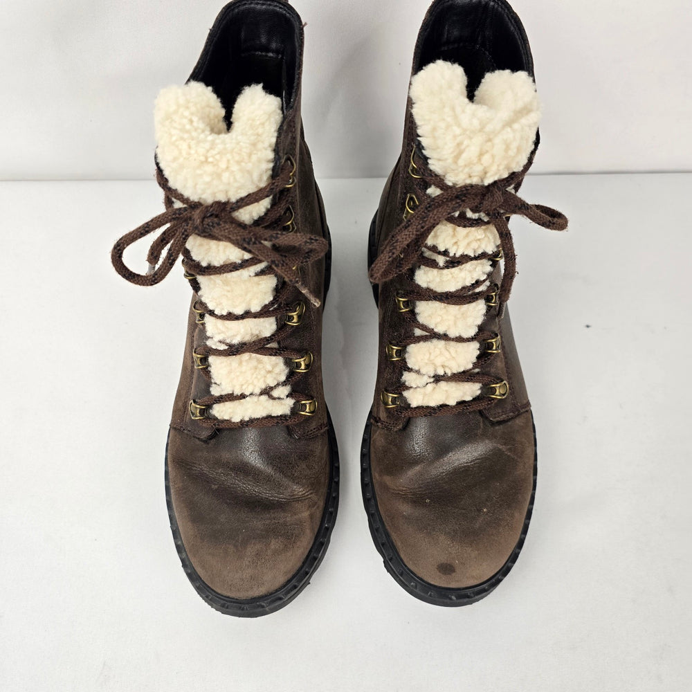 SOREL Lennox Lace Cozy Brown Waterproof Leather Boots Size 10