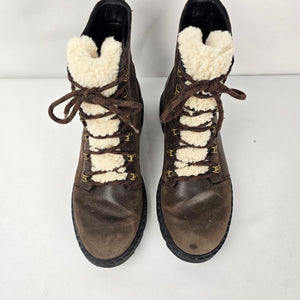 SOREL Lennox Lace Cozy Brown Waterproof Leather Boots Size 10