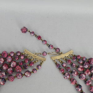 Vintage Pink Marbled Multi-Strand Beaded Statement Necklace