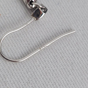 925 Sterling Silver Green Faceted Teardrop Dangle Earrings Hook Wire