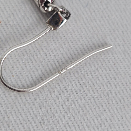 925 Sterling Silver Green Faceted Teardrop Dangle Earrings Hook Wire
