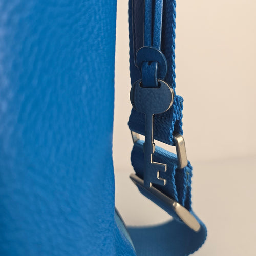 Fossil Blue Leather Hobo Shoulder Crossbody Bag with Adjustable Strap