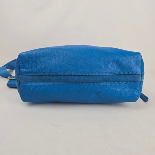 Fossil Blue Leather Hobo Shoulder Crossbody Bag with Adjustable Strap