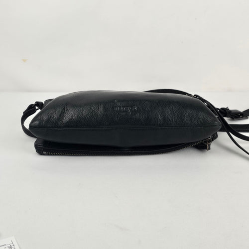 Margot New York Black Leather Foldover Crossbody Clutch Shoulder Bag