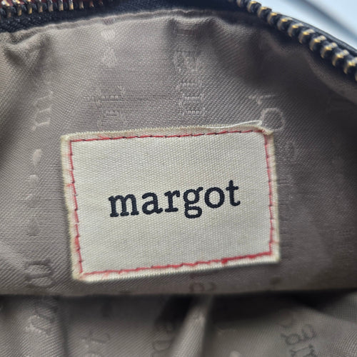 Margot New York Black Leather Foldover Crossbody Clutch Shoulder Bag