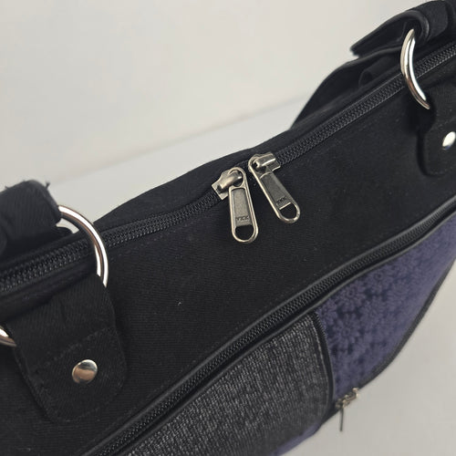 Jak’s Black & Navy Patchwork Shoulder Bag Tote
