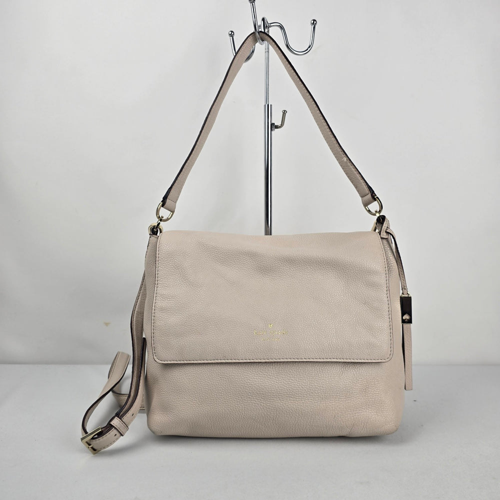 Kate Spade New York Cream Pebbled Leather Flap Shoulder Crossbody Bag