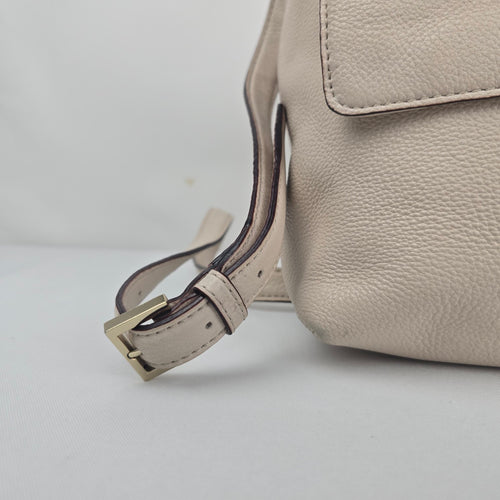 Kate Spade New York Cream Pebbled Leather Flap Shoulder Crossbody Bag