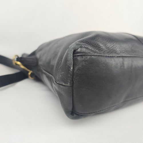 Margot New York Black Genuine Leather Multi-Zip Crossbody Bag