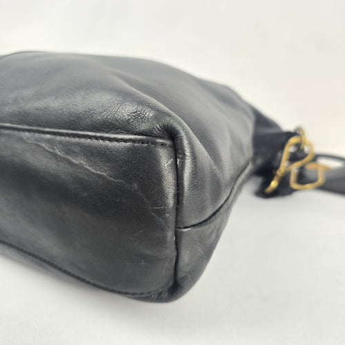Margot New York Black Genuine Leather Multi-Zip Crossbody Bag