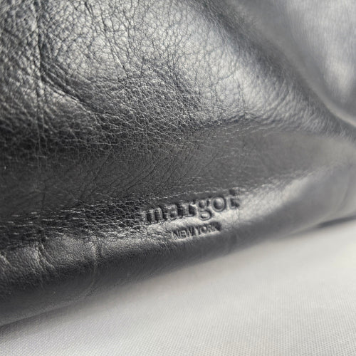 Margot New York Black Genuine Leather Multi-Zip Crossbody Bag