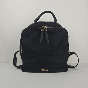 Sol and Selene Black Nylon Backpack with Gold-Tone Hardware
