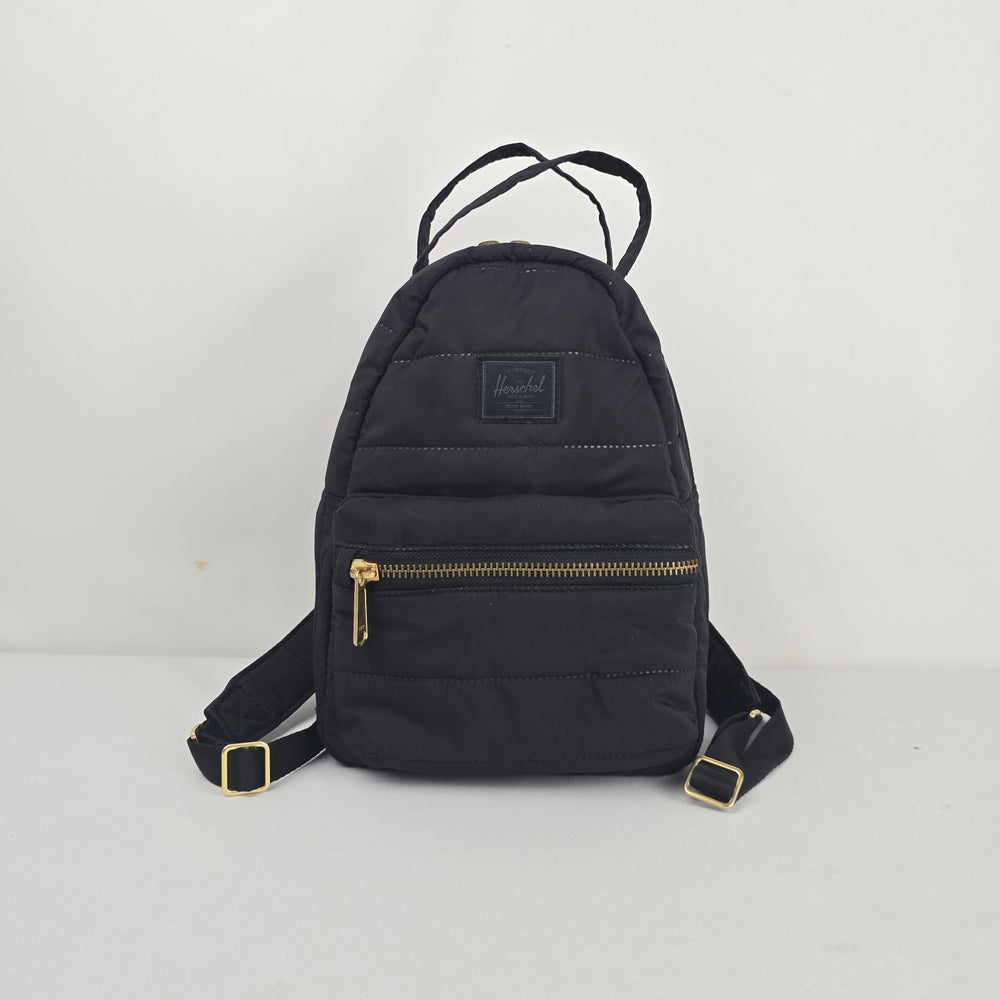 Herschel Black Quilted Mini Backpack with Gold-Tone Hardware