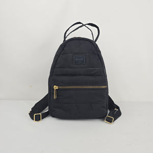 Herschel Black Quilted Mini Backpack with Gold-Tone Hardware