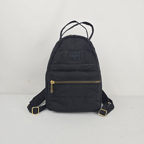 Herschel Black Quilted Mini Backpack with Gold-Tone Hardware