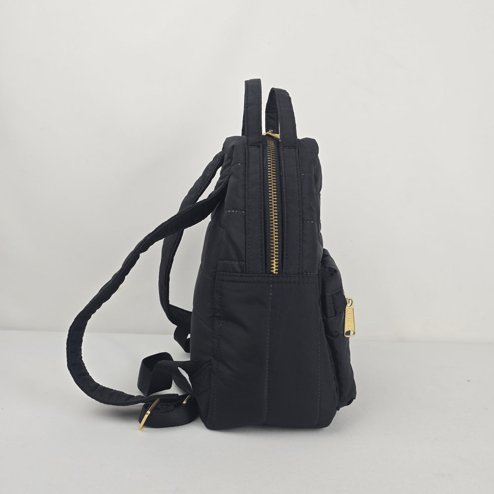 Herschel Black Quilted Mini Backpack with Gold-Tone Hardware