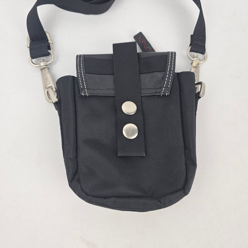 Roots Black Nylon Leather Trim Crossbody Organizer Pouch Shoulder Bag