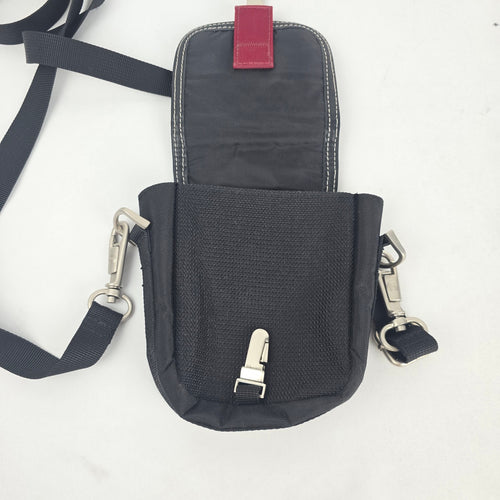 Roots Black Nylon Leather Trim Crossbody Organizer Pouch Shoulder Bag