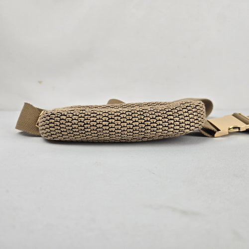 Urban Expressions Beige Black Woven Belt Bag Waist Pack Gold-Tone Hardware