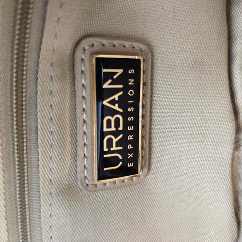 Urban Expressions Beige Black Woven Belt Bag Waist Pack Gold-Tone Hardware