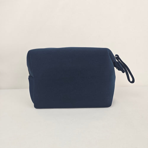 Prada Beauty Luna Rossa Navy Blue Cosmetic Travel Pouch Red Logo Zip Bag