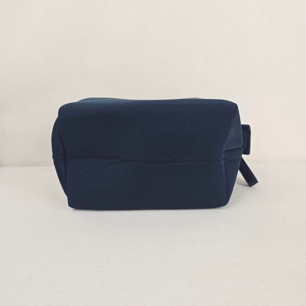 Prada Beauty Luna Rossa Navy Blue Cosmetic Travel Pouch Red Logo Zip Bag
