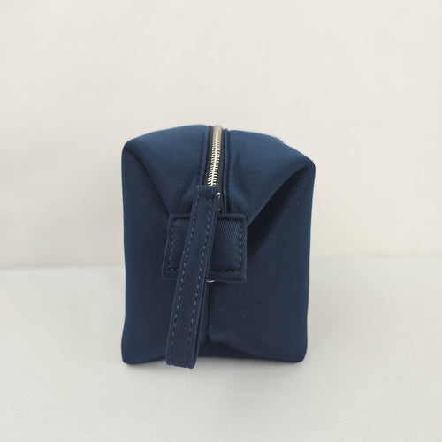 Prada Beauty Luna Rossa Navy Blue Cosmetic Travel Pouch Red Logo Zip Bag