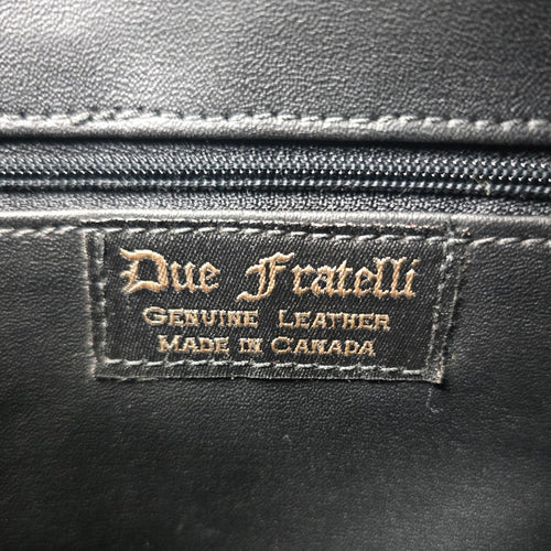 Vintage Due Fratelli Black Patent Croc Embossed Genuine Leather Handbag Gold Hardware