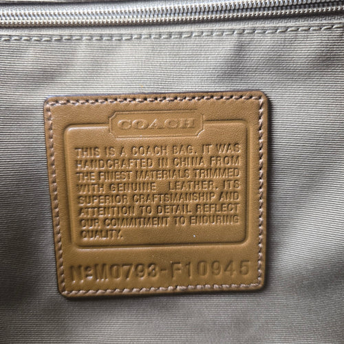 Coach F10945 Signature Jacquard Shoulder Bag Cream Tan Leather Trim