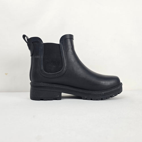 Tretorn Black Chelsea Rain Boots Faux Fur Lined Lug Sole Size 9