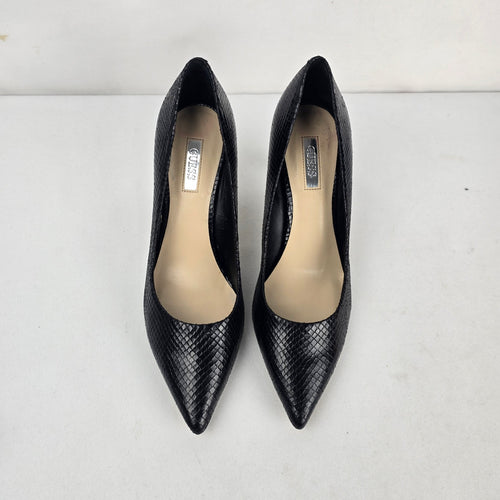 GUESS Black Snake Embossed Pointed Toe Pumps Heels Size 8.5