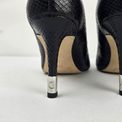 GUESS Black Snake Embossed Pointed Toe Pumps Heels Size 8.5