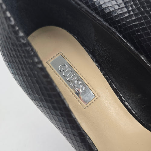 GUESS Black Snake Embossed Pointed Toe Pumps Heels Size 8.5