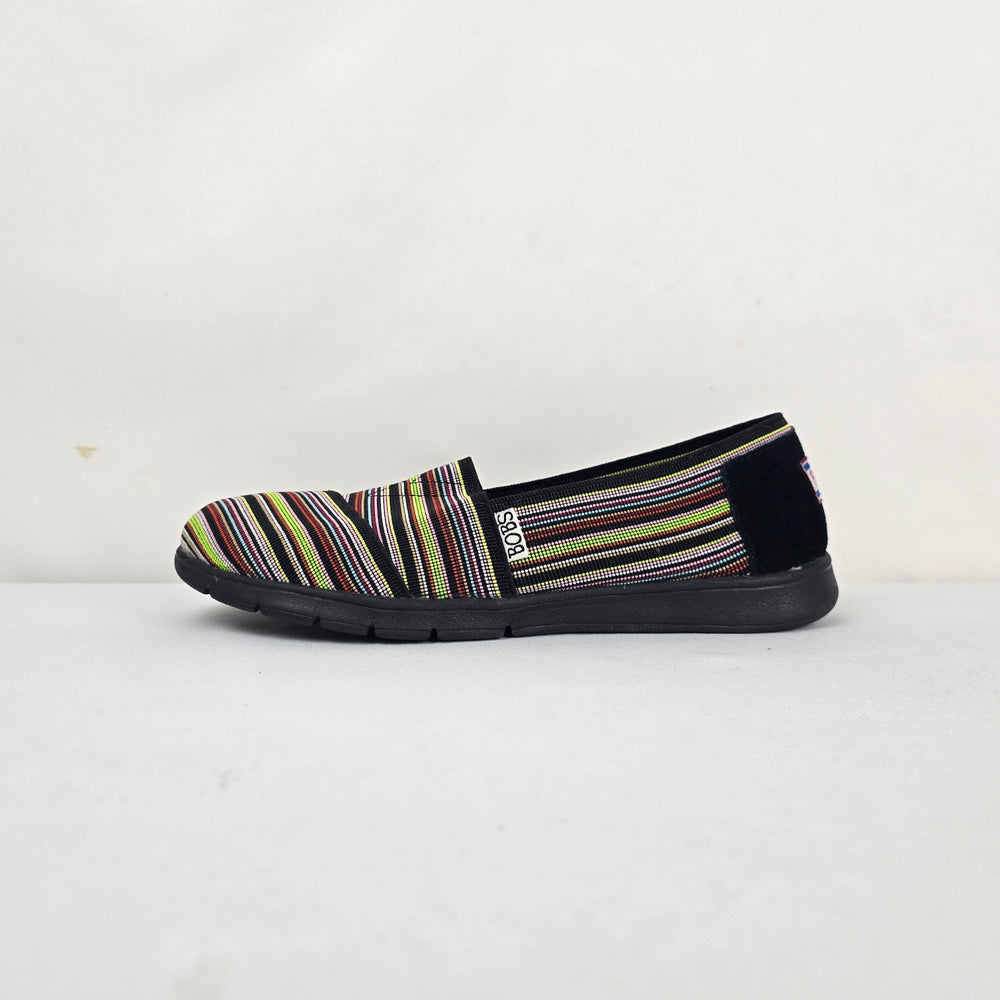 Skechers BOBS Sport Memory Foam Multicolor Stripe Slip On Shoes - Size 9.5