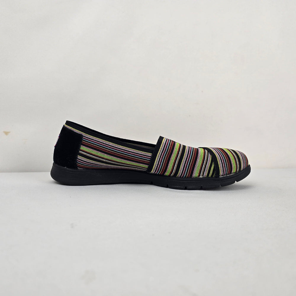 Skechers BOBS Sport Memory Foam Multicolor Stripe Slip On Shoes - Size 9.5