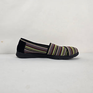 Skechers BOBS Sport Memory Foam Multicolor Stripe Slip On Shoes - Size 9.5