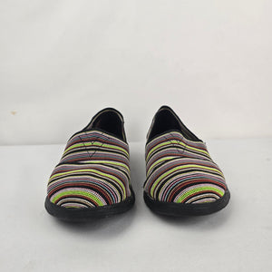 Skechers BOBS Sport Memory Foam Multicolor Stripe Slip On Shoes - Size 9.5