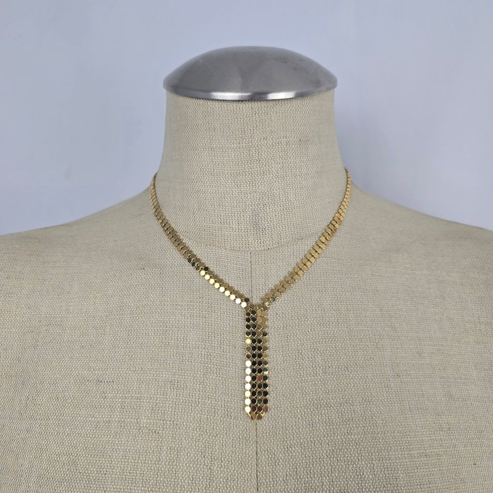 Vintage Gold Tone Y Drop Necklace Chain Link