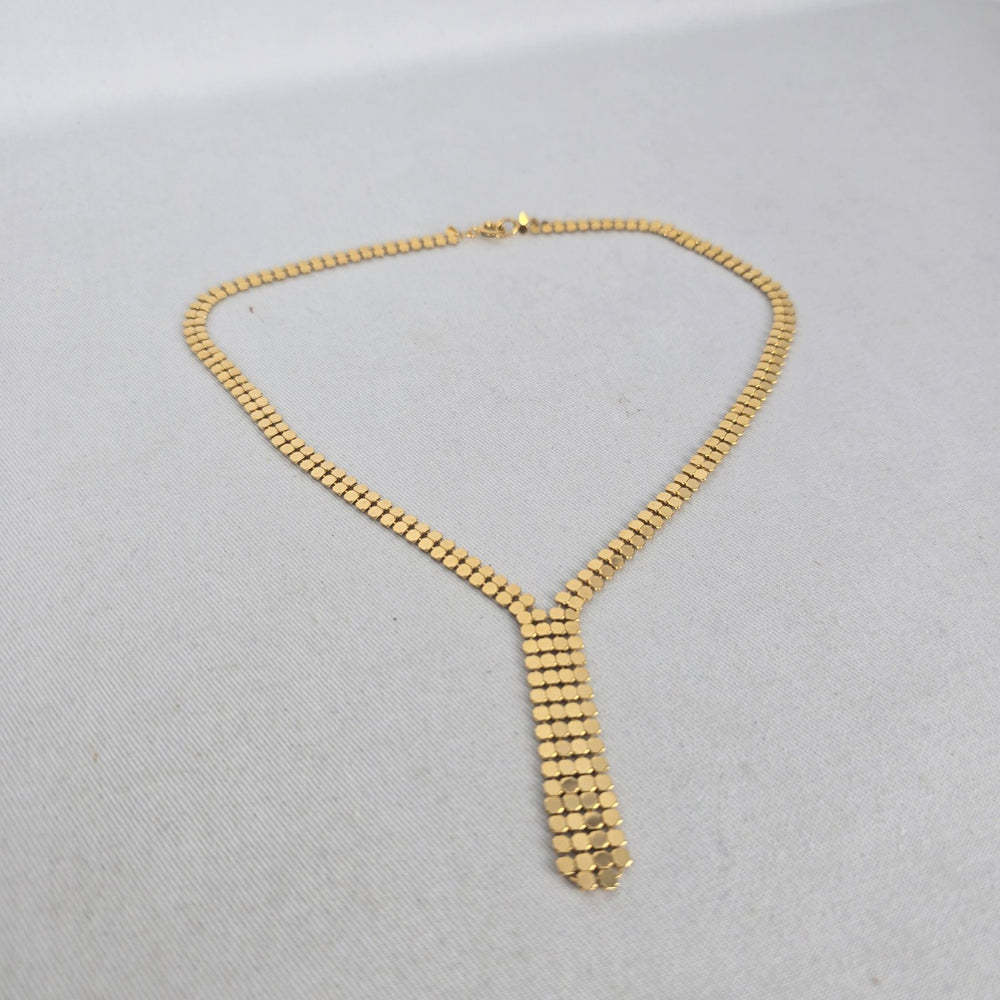 Vintage Gold Tone Y Drop Necklace Chain Link