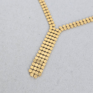 Vintage Gold Tone Y Drop Necklace Chain Link
