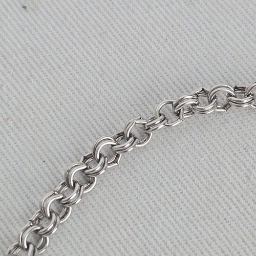 Vintage Silver Tone Blue Rhinestone Floral Choker Necklace Hook Clasp