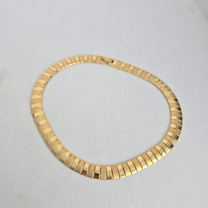 Vintage Gold Tone Collar Necklace & Hoop Earrings Jewelry Set