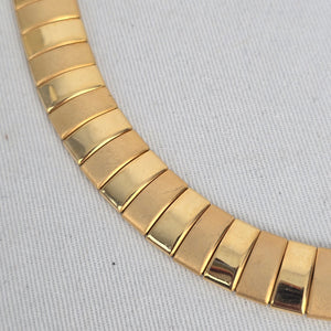 Vintage Gold Tone Collar Necklace & Hoop Earrings Jewelry Set