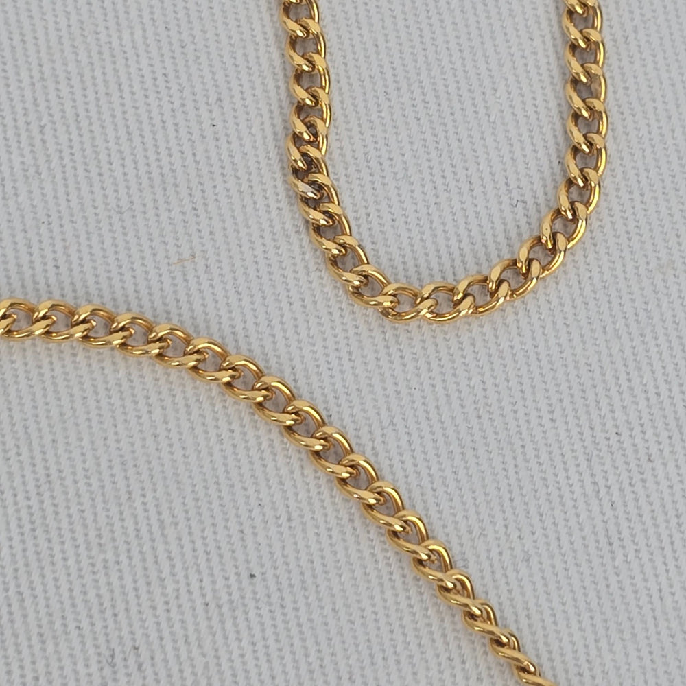 Vintage Gold Tone Brown Marbled Oval Stone Pendant Necklace